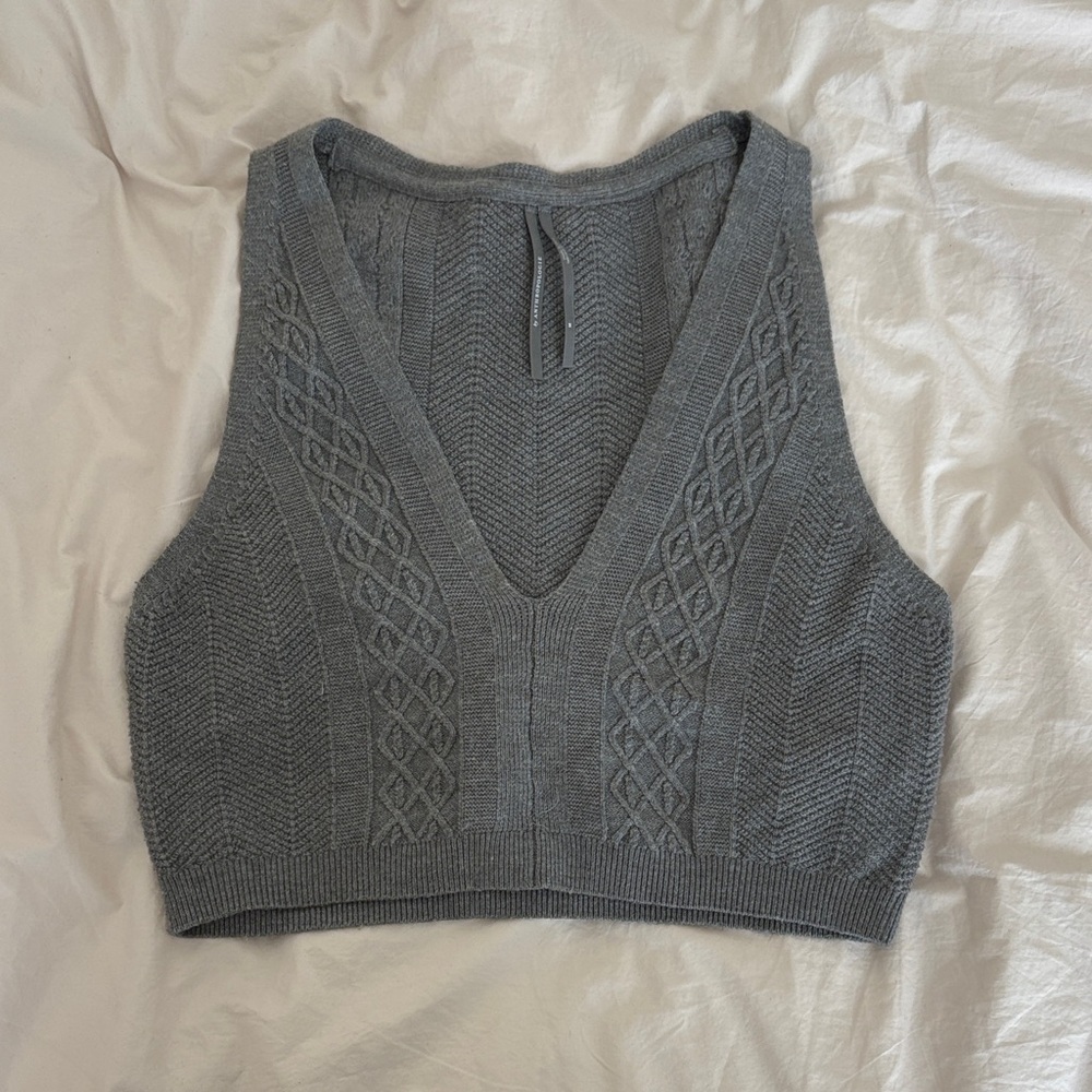Anthropologie Gray Crop Sweater Vest